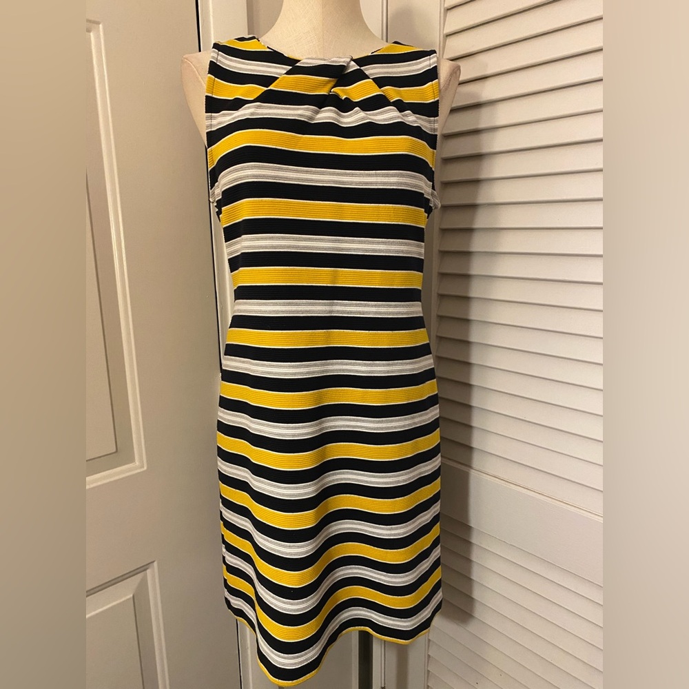Liz Claiborne Yellow and Black Striped Mini Dress- Size 8